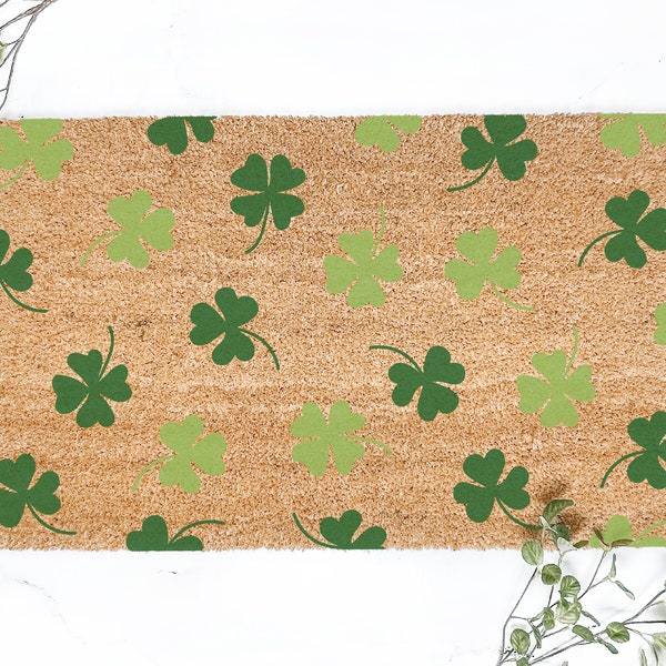 Clover Pattern Doormat, Saint Patrick's Day Decorations, St. Paddy's Day Decor, Lucky Mat, Four Leaf Clover Mat, Shamrock Decor For Home