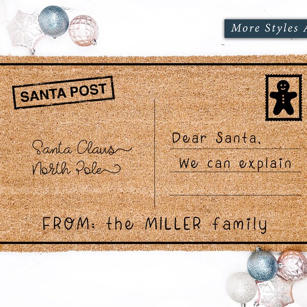 Personalized Letters To Santa Doormat: Modern Farmhouse Christmas Decor