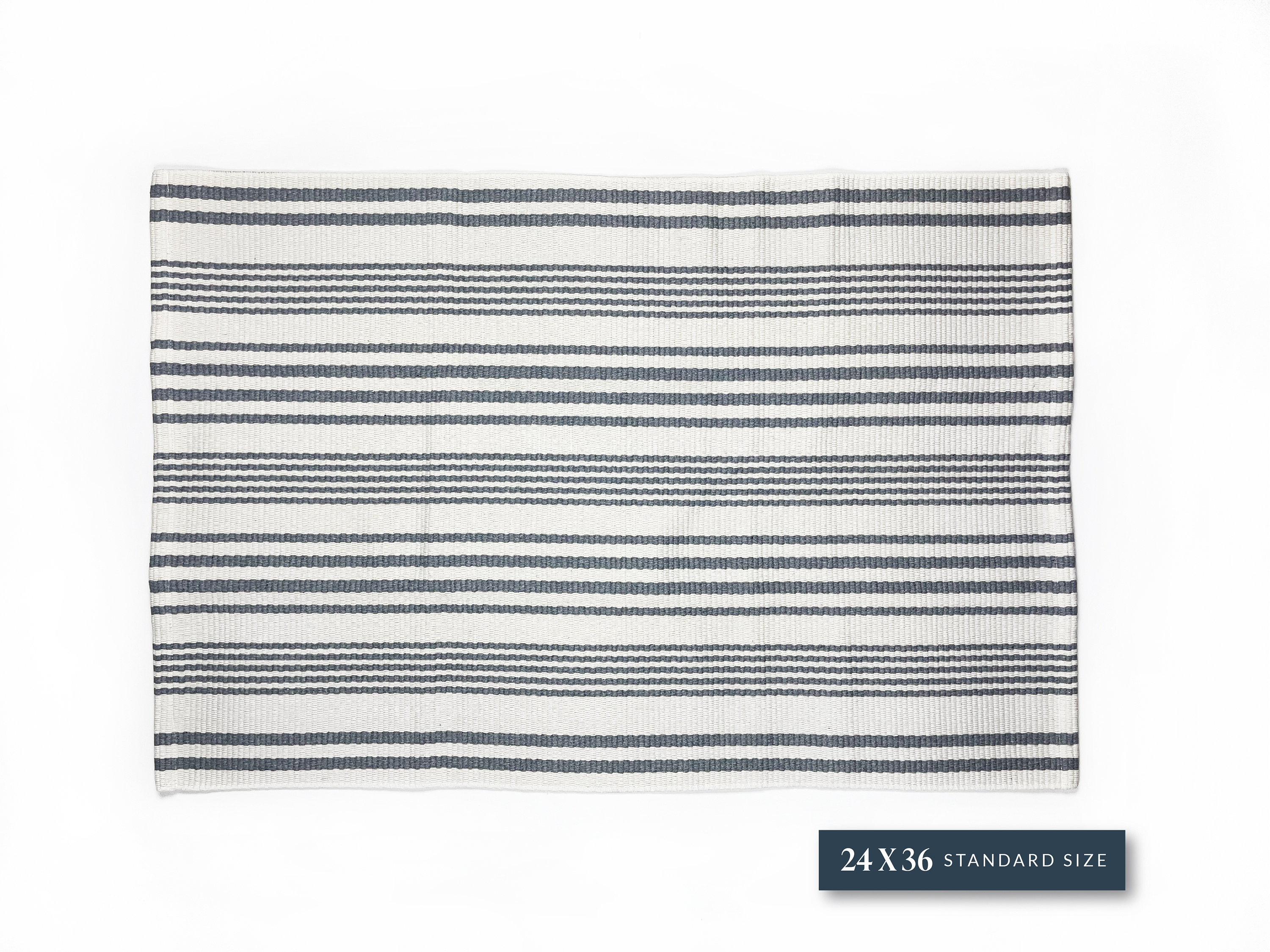 Cream and Grey Striped Rug: Washable Indoor/Outdoor Layering Rug (24 x 36 inch)