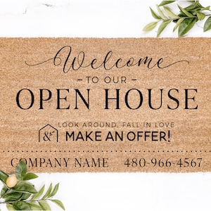 Welcome, Open House Make an Offer! Doormat, Client Gift, Personalized Relator Mat, Cute Welcome Mat, Business Decor, Unique Custom Gifts