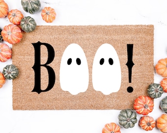 BOO! Ghost Halloween Doormat, Spooky Fall Porch Decor