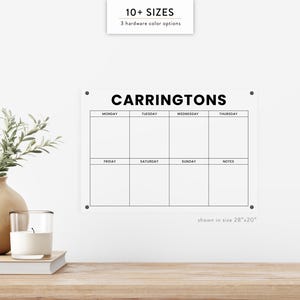 Personalized Weekly Acrylic Wall Calendar, Wet Dry Erase Board, Modern Family Planner, Customizable Calendar