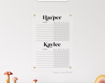 Kids Personalized Acrylic Chore Chart, Dry Erase Family Planner