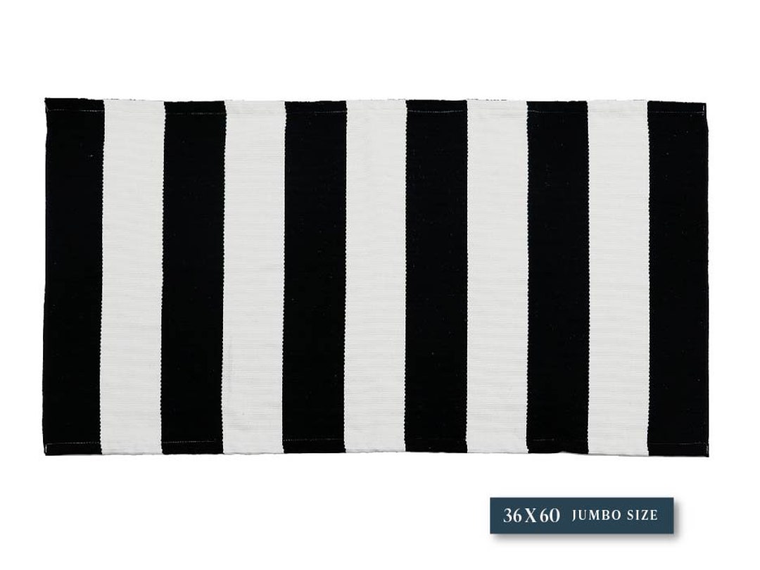 Black and White Vertical Striped Indoor/outdoor Rug Layering Rugs 36 X