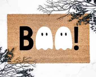 BOO! Ghost Halloween Doormat: Spooky Fall Porch Decor