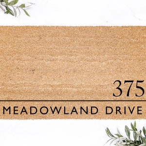 Personalized Serif House Number & Address Doormat, Customized Doormat, Last Name Doormat, Housewarming Gift, Client Gift, Welcome Mat