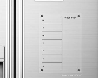 Magnetic Acrylic Fridge Calendar, Weekly Planner, Dry Erase