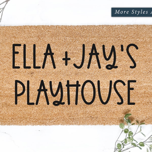 Kids Custom Playhouse Doormat, Personalized Door Mat, Cute Playhouse Accessories, Porch Decor, Unique Home Decor, Birthday Present for Kids