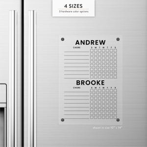 Personalized Double Kids Acrylic Chore Chart, Magnetic Dry Wet Erase Board, Modern Family Planner, Home Organization, Dorm Student Planner