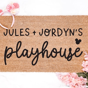 Kids Custom Playhouse Doormat, Cute Kids Playhouse Decor, Personalized Gifts for Kids, Fun Home Decor, Porch Decor
