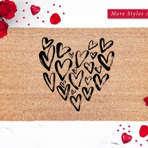 Heart Cluster Doormat: Coconut Fiber Welcome Mat