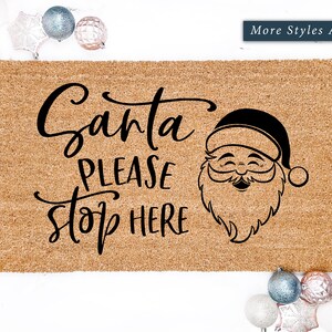 Santa Please Stop Here Doormat - Holiday Christmas Decor
