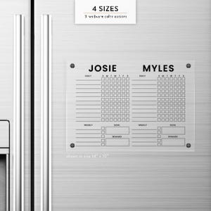Personalized Double Acrylic Chore Chart, Magnetic Dry Wet Erase Board, Modern Family Calendar, Home Organization, Command Center
