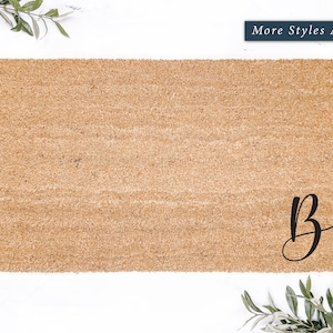 Corner Initial Coir Doormat: Personalized Welcome Mat