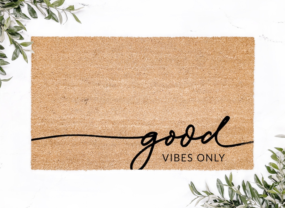 Good Vibes Only Doormat: Natural Coir Porch Decor - 18x30