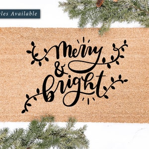 Merry and Bright Christmas Lights Doormat, Christmas Decor, Christmas Doormat, Holiday Decor, Holiday Doormat, Gift, Christmas Gift Door mat image 3