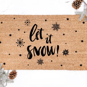 Let It Snow Doormat: Winter Christmas Decor, Coconut Fiber Mat