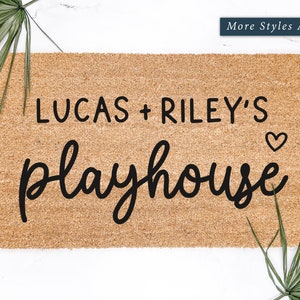 Kids Custom Playhouse Doormat v2, Cute Personalized Gifts, Play House Decor, Unique Home Decor, Welcome Mat, Front Porch Decor