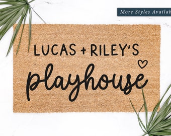 Kids Custom Playhouse Doormat v2, Cute Personalized Gifts, Play House Decor, Unique Home Decor, Welcome Mat, Front Porch Decor