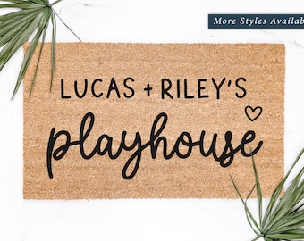 Kids Custom Playhouse Doormat v2, Cute Personalized Gifts, Play House Decor, Unique Home Decor, Welcome Mat, Front Porch Decor