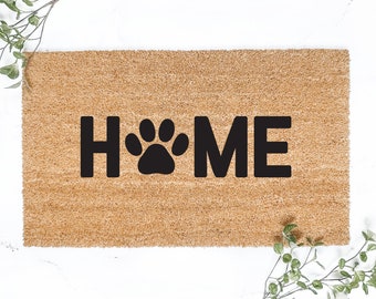 Home With Paw Print Doormat, Cute Gift for Animal Lover, Unique Home Decor, Welcome Mat, Housewarming Gift, Gifts for Dog Lover