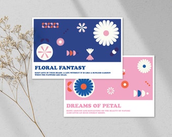 Carte postale florale de fantaisie | Carte postale intérieure