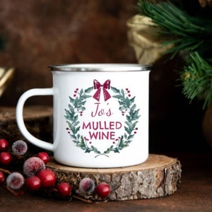 Mulled Wine Mug, Personalised Christmas Mug, Enamel Mug, Festive Mug, Christmas Eve Mug, Christmas Movie Mug, Hot Wine, Festive Cup