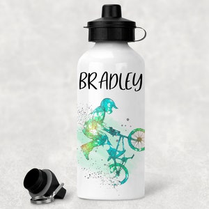 Personalised Water Bottle, BMX Drinks Bottle, Drinks Flask, Kids Water Bottle, Children&#39;s Drink, Travel Cup, Biker BMX Water Bottle