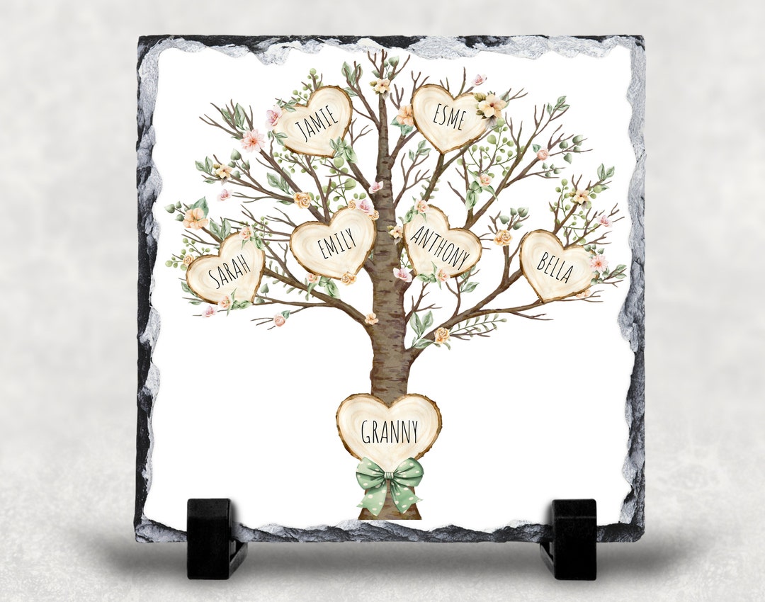Personalised Rock Slate Family Tree Gift, Our Family, Mother's Day Gift ...