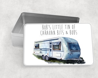 Personalised Caravan Tin, Caravan Bits and Bobs, Caravanning Gift, Camping Gift, Storage Tin, Caravan Storage