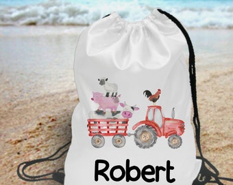 Personalised PE Bag, Farm PE Bag, Welly Bag, Nursery bag, School Bag, Kids PE Bag, Swimming Bag, School, Drawstring Bag