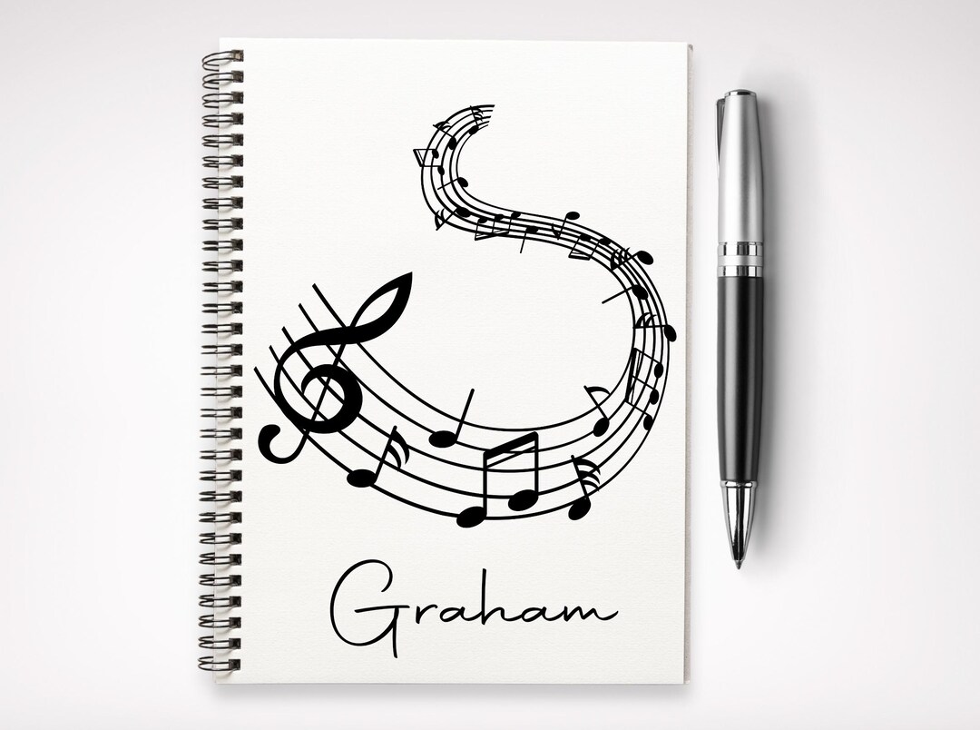 Music Note Lines Notebook Personalised A5 Music Notebook, Music Teacher Notes, Song Writer Notes ...