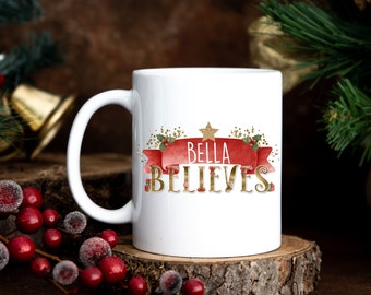 Personalised Christmas Mug, Christmas Movie Mug, Believe in Santa, Christmas Movie Mug, Hot Chocolate Mug, Family Christmas, Christmas Eve