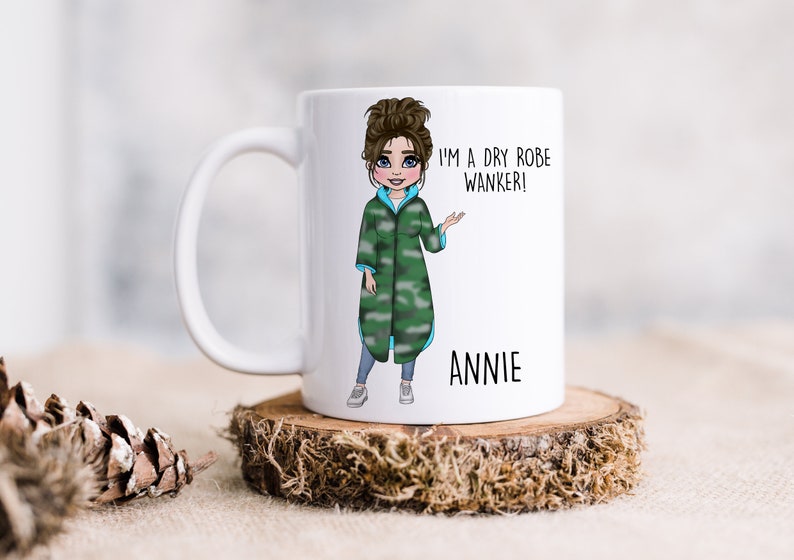 Personalised Mug, Personalised Dry Robe Mug, Towel Robe Gift, Dry Robe Wanker, Footy Mum, Camping Robe, Camping Mug, Name Mug Wanker