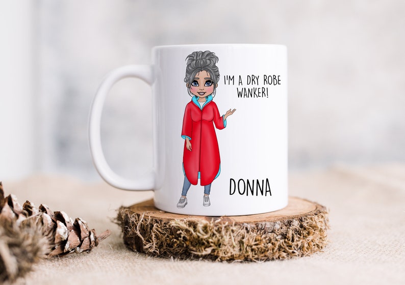 Personalised Mug, Personalised Dry Robe Mug, Towel Robe Gift, Dry Robe Wanker, Footy Mum, Camping Robe, Camping Mug, Name Mug image 4