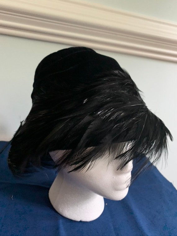 Vintage Velvet and feather hat 1950's