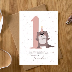 Personalized 1st Birthday Card 1-9 Years Otter | First birthday | Happy Birthday | Birthday card baby/child |
