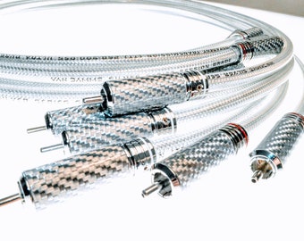 The Crystal Clear. Audiophile vanDamme LoCap55 RCA hifi audio interconnect cables, handmade by Chris Cables!