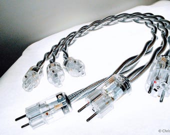 The Crystal Conductor. Audiophile power cable. US 3-pin or Euro 2-pin & IEC-C15 connectors. Handmade by Chris Cables