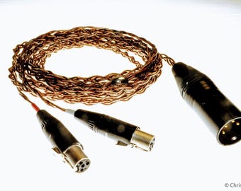 The Coffee Cranium 4-core audiophile headphone cable. 6N copper, handmade in Vleuten by Chris Cables