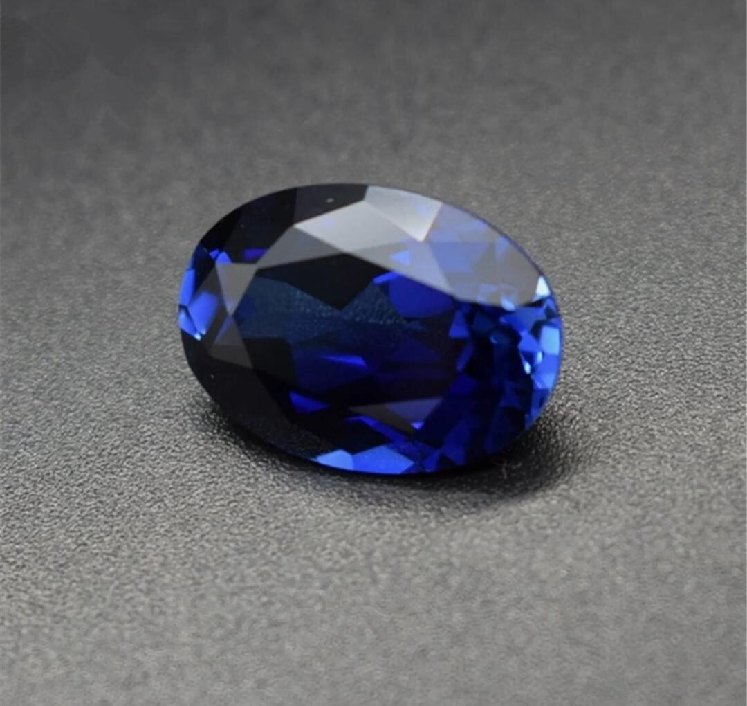 12CT Flawless Deep Blue Color Lab Grown Blue Sapphire Oval Cut Loose ...