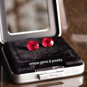 GRS Certified 7x5 MM Natural Ruby , Oval Cut Pair 3 Cts Calibrated Faceted Ruby Loose Gemstones July Birthstone Red Color Ruby For Jewelry