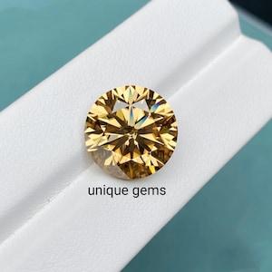 6.5 MM 1 CT Yellow Gold Round Brilliant Cut Loose Moissanite For Band, Ring, Earring, Pendant, Handmade Moissanite Loose For Making Jewelry