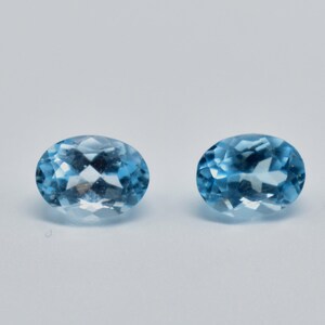 8x6 mm Natural Swiss Blue Topaz, Oval Cut Quality 3A+ 1 Pair Faceted Stone,  November Birthstone Blue Topaz, For jewelry1+Gift