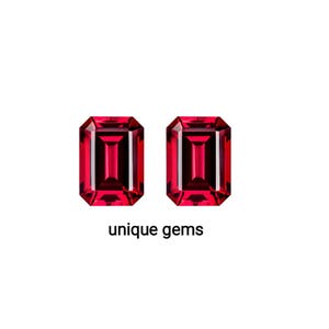 Lab Grown Emerald Cut AAA Flawless Red Ruby  Loose Stone for Jewelry Making - Gemstones Supplies Lab Created -Birthday Gift