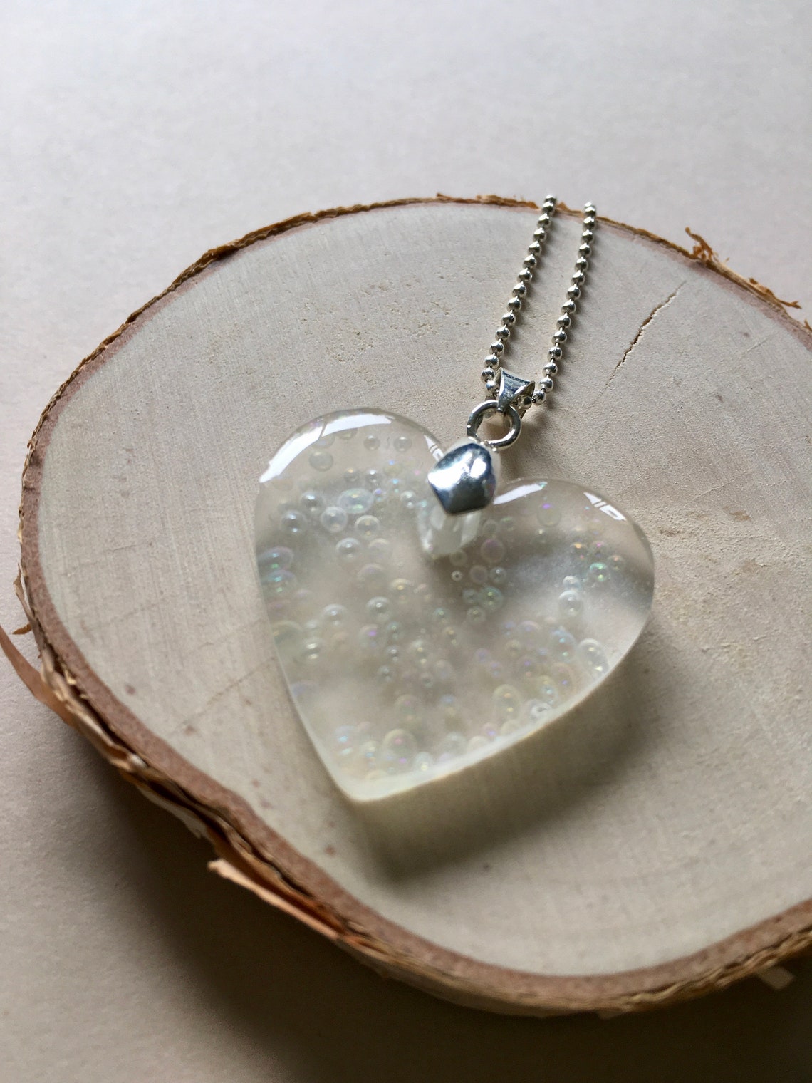 Necklace Resin Pendant Heart Shape Etsy