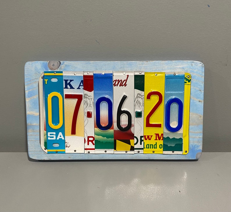 License Plate Anniversary Date Sign – Rustic 10th Anniversary Tin Gift image 4