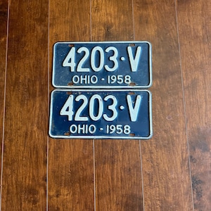 1958 Ohio 4203-V License Plate, Vintage License Plate, Ohio License Plate, Collectors License Plate
