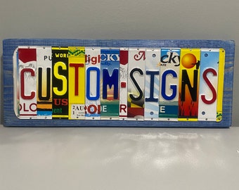 Custom License Plate Signs - Anniversary Dates - Birthdates - Last Name Signs - Signs - Personalized Gift - Business name - Wall Decor