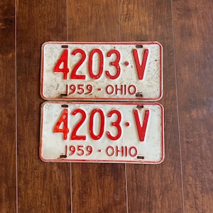 1959 Ohio 4203-V License Plate, Vintage License Plate, Ohio License Plate, Collectors License Plate